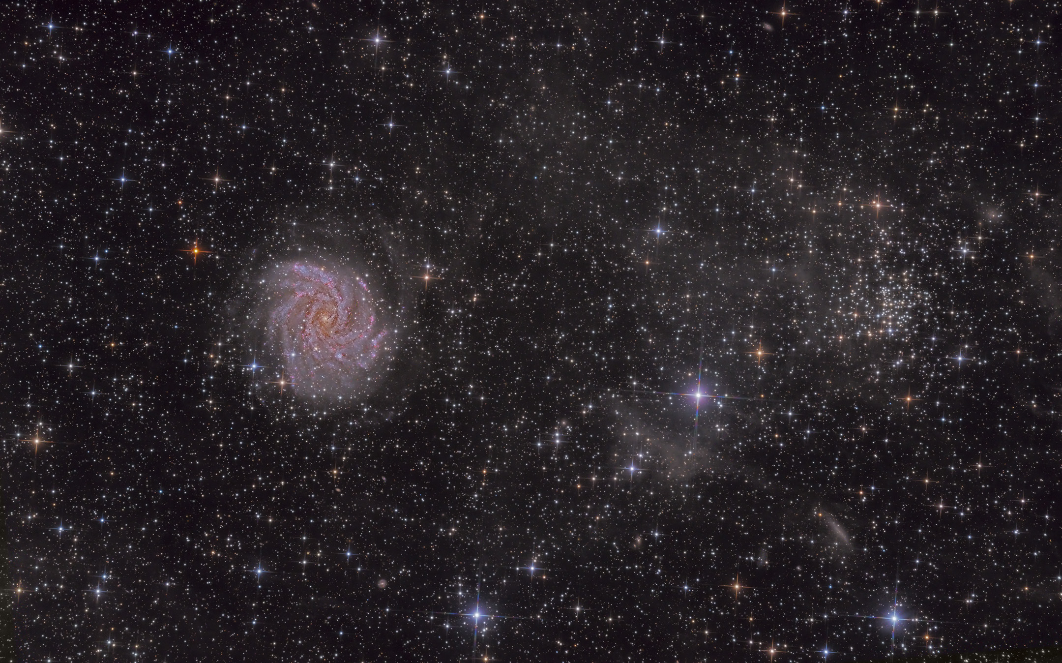 Fireworks Galaxy NGC 6946 and star cluster NGC 6939 astrophotography